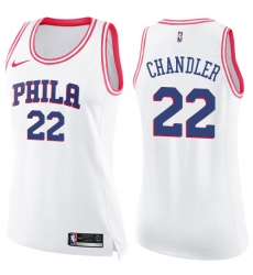 Women's Nike Philadelphia 76ers #22 Wilson Chandler Swingman White Pink Fashion NBA Jersey
