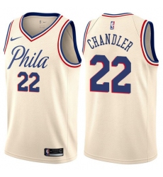 Youth Nike Philadelphia 76ers #22 Wilson Chandler Swingman Cream NBA Jersey - City Edition