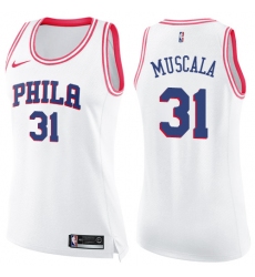 Women's Nike Philadelphia 76ers #31 Mike Muscala Swingman White Pink Fashion NBA Jersey