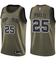 Youth Nike San Antonio Spurs #25 Jakob Poeltl Swingman Green Salute to Service NBA Jersey