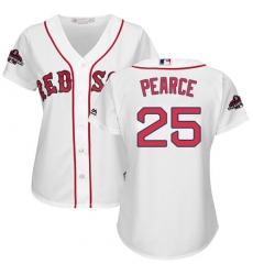 Women's Majestic Boston Red Sox #25 Steve Pearce Authentic White Home 2018 World Series Champions MLB Jersey