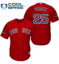 Youth Majestic Boston Red Sox #25 Steve Pearce Authentic Red Alternate Home Cool Base 2018 World Series Champions MLB Jersey