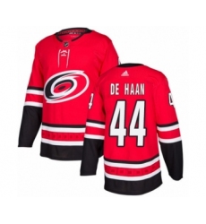 Men's Adidas Carolina Hurricanes #44 Calvin De Haan Premier Red Home NHL Jersey