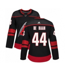Women's Adidas Carolina Hurricanes #44 Calvin De Haan Premier Black Alternate NHL Jersey