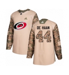 Youth Adidas Carolina Hurricanes #44 Calvin De Haan Authentic Camo Veterans Day Practice NHL Jersey