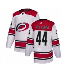 Youth Adidas Carolina Hurricanes #44 Calvin De Haan Authentic White Away NHL Jersey