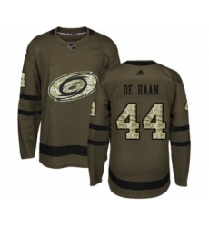 Youth Adidas Carolina Hurricanes #44 Calvin De Haan Premier Green Salute to Service NHL Jersey