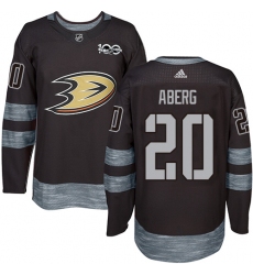 Men's Adidas Anaheim Ducks #20 Pontus Aberg Black 1917-2017 100th Anniversary Stitched NHL Jersey