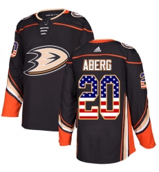 Men's Adidas Anaheim Ducks #20 Pontus Aberg Black Home Authentic USA Flag Stitched NHL Jersey