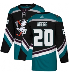 Men's Adidas Anaheim Ducks #20 Pontus Aberg Black Teal Alternate Authentic Stitched NHL Jersey