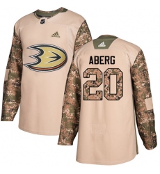 Men's Adidas Anaheim Ducks #20 Pontus Aberg Camo Authentic 2017 Veterans Day Stitched NHL Jersey