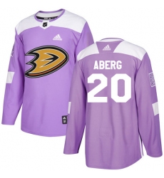 Men's Adidas Anaheim Ducks #20 Pontus Aberg Purple Authentic Fights Cancer Stitched NHL Jersey