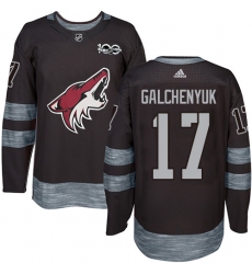 Men's Adidas Arizona Coyotes #17 Alex Galchenyuk Black 1917-2017 100th Anniversary Stitched NHL Jersey