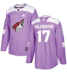 Men's Adidas Arizona Coyotes #17 Alex Galchenyuk Purple Authentic Fights Cancer Stitched NHL Jersey