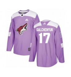 Women's Adidas Arizona Coyotes #17 Alex Galchenyuk Authentic Purple Fights Cancer Practice NHL Jersey