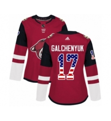 Women's Adidas Arizona Coyotes #17 Alex Galchenyuk Authentic Red USA Flag Fashion NHL Jersey