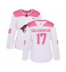 Women's Adidas Arizona Coyotes #17 Alex Galchenyuk Authentic White Pink Fashion NHL Jersey