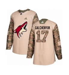 Youth Adidas Arizona Coyotes #17 Alex Galchenyuk Authentic Camo Veterans Day Practice NHL Jerseyey