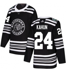 Men's Adidas Chicago Blackhawks #24 Dominik Kahun Black Authentic 2019 Winter Classic Stitched NHL Jersey