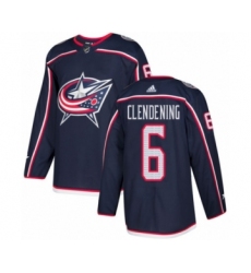 Men's Adidas Columbus Blue Jackets #6 Adam Clendening Premier Navy Blue Home NHL Jersey
