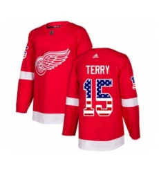 Men's Adidas Detroit Red Wings #15 Chris Terry Authentic Red USA Flag Fashion NHL Jersey