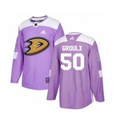 Youth Adidas Anaheim Ducks #50 Benoit-Olivier Groulx Authentic Purple Fights Cancer Practice NHL Jersey
