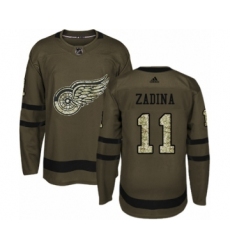 Youth Adidas Detroit Red Wings #11 Filip Zadina Premier Green Salute to Service NHL Jersey