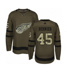 Youth Adidas Detroit Red Wings #45 Jonathan Bernier Premier Green Salute to Service NHL Jersey