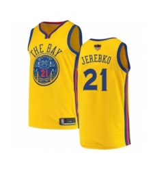 Men's Golden State Warriors #21 Jonas Jerebko Swingman Gold Basketball 2019 Basketball Finals Bound Jersey - City Edition