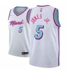 Men NBA 2018-19 Miami Heat #5 Derrick Jones Jr. City Edition White Jersey
