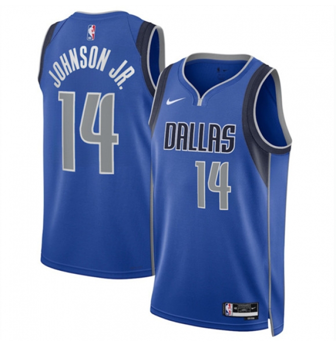 Men's Dallas Mavericks #14 Morez Johnson Jr Blue 2026 Draft Icon Edition Stitched Basketball Jersey