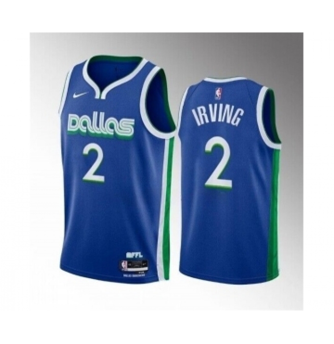 Men's Dallas Mavericks #2 Kyrie Irving Blue City Edition Stitched Basketball Jersey