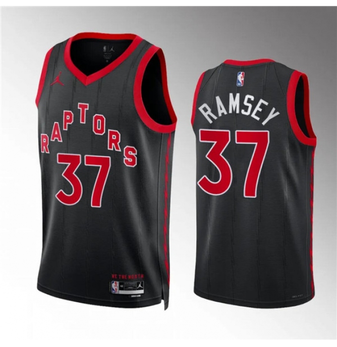 Men's Toronto Raptors #37 Jahmi'us Ramsey Black Statement Edition Stitched Basketball Jersey