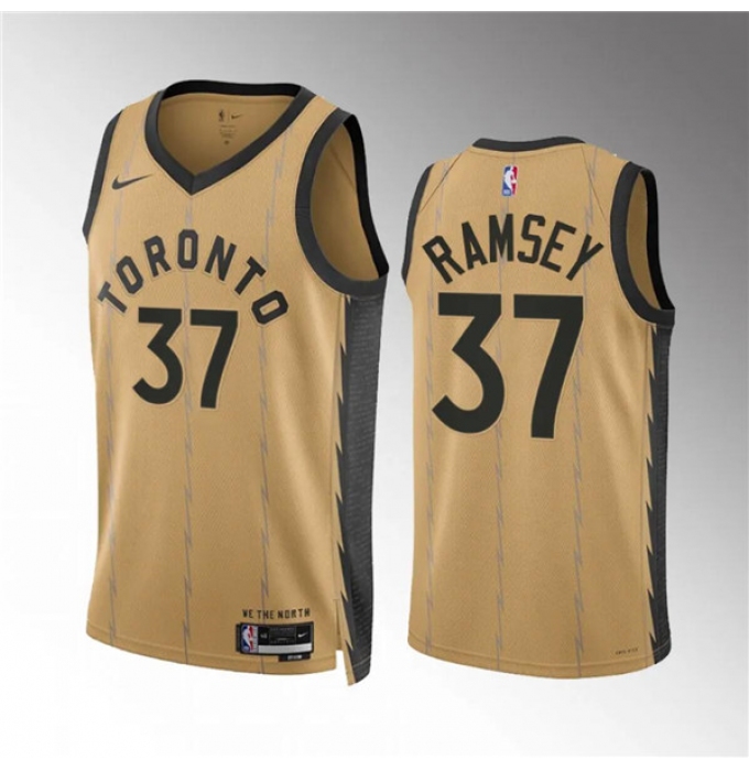 Men's Toronto Raptors #37 Jahmi'us Ramsey Gold 2023-24 City Edition Stitched Basketball Jersey