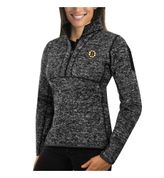 Boston Bruins Antigua Women's Fortune Zip Pullover Sweater Charcoal