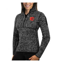 Calgary Flames Antigua Women's Fortune Zip Pullover Sweater Charcoal