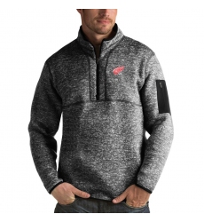 Men's Detroit Red Wings Antigua Fortune Quarter-Zip Pullover Jacket Charcoal