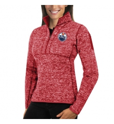 Edmonton Oilers Antigua Women's Fortune Zip Pullover Sweater Red