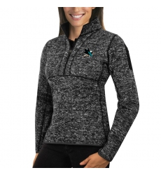 San Jose Sharks Antigua Women's Fortune Zip Pullover Sweater Charcoal