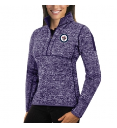 Winnipeg Jets Antigua Women's Fortune Zip Pullover Sweater Purple