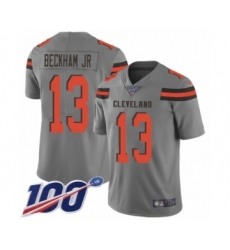 Men's Cleveland Browns #13 Odell Beckham Jr. 100th Season Limited Gray Inverted Legend Football Jersey