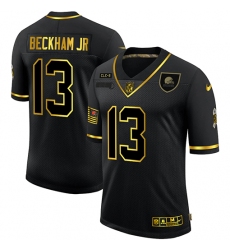 Men's Cleveland Browns #13 Odell Beckham Jr. Olive Gold Nike 2020 Salute To Service Limited Jersey