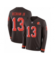 Men's Odell Beckham Jr. Limited Brown Nike Jersey NFL Cleveland Browns #13 Therma Long Sleeve
