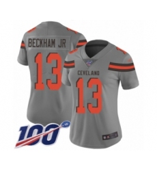 Women's Cleveland Browns #13 Odell Beckham Jr. 100th Season Limited Gray Inverted Legend Football Jersey