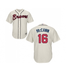 Youth Atlanta Braves #16 Brian McCann Authentic Cream Alternate 2 Cool Base Baseball Jersey