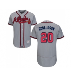Men's Atlanta Braves #20 Josh Donaldson Grey Road Flex Base Authentic Collection Baseball Jersey