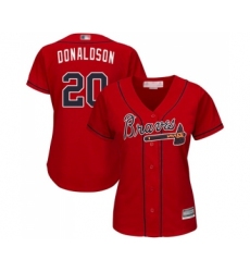 Women's Atlanta Braves #20 Josh Donaldson Replica Red Alternate Cool Base Baseball Jersey