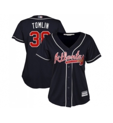 Women's Atlanta Braves #38 Josh Tomlin Replica Blue Alternate Road Cool Base Baseball Jersey