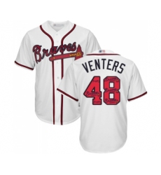Men's Atlanta Braves #48 Jonny Venters Authentic White Team Logo Fashion Cool Base Baseball Jersey