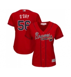 Women's Atlanta Braves #56 Darren O Day Replica Red Alternate Cool Base Baseball Jersey